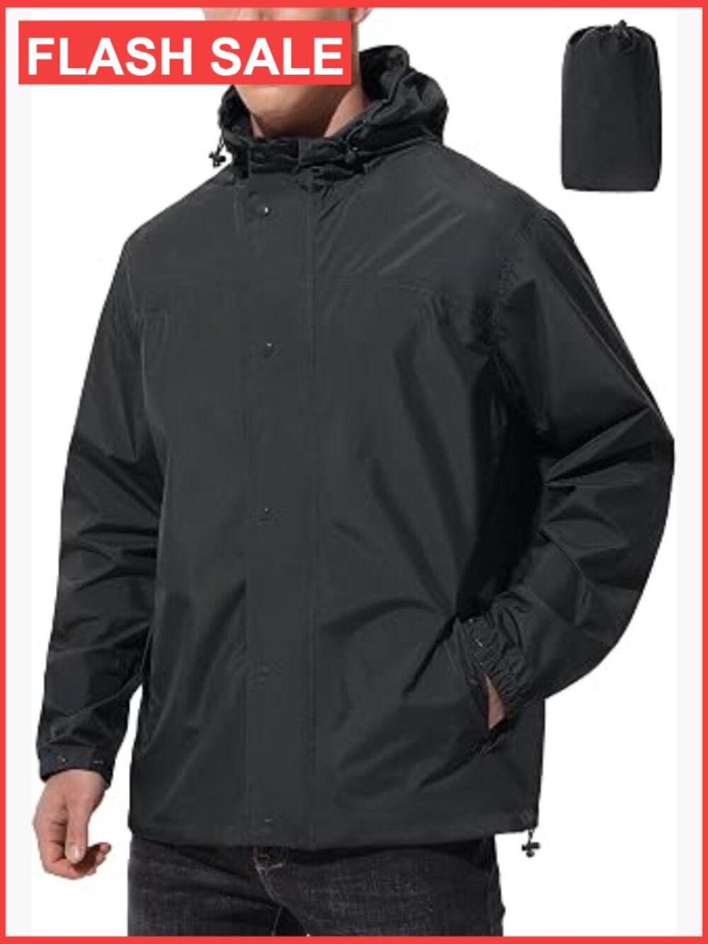 Men's Lightweight Packable Waterproof Rain Jacket Windbreaker with Hood